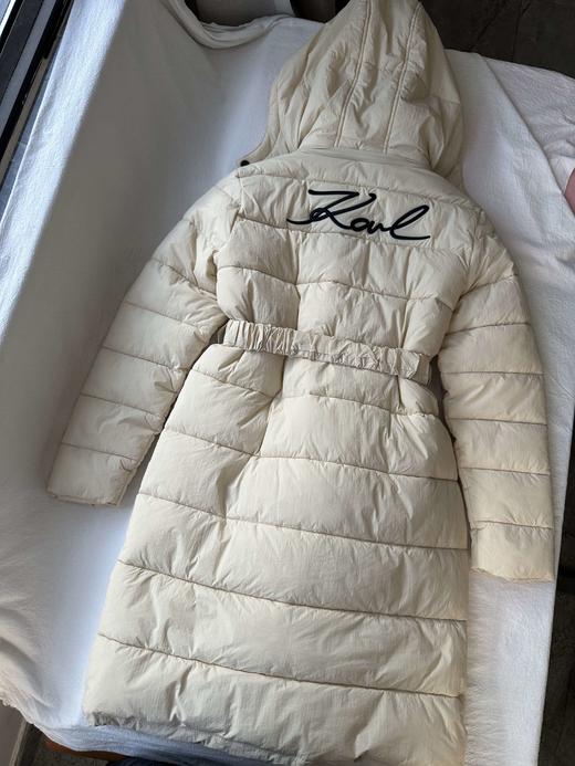 贝壳三 刺绣字母立领连帽中长款松紧收腰可拆卸帽棉服C111204 商品图7