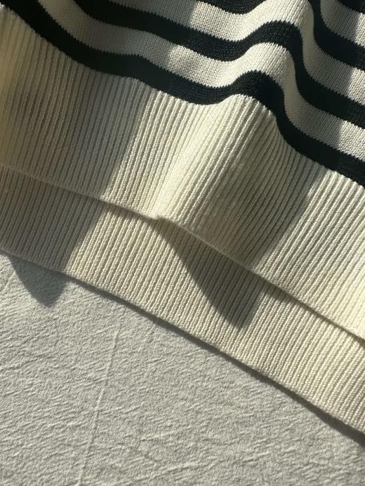 贝壳三 气质条纹羊毛混纺圆领长袖毛衣刺绣卡通头像针织衫C111202 商品图7