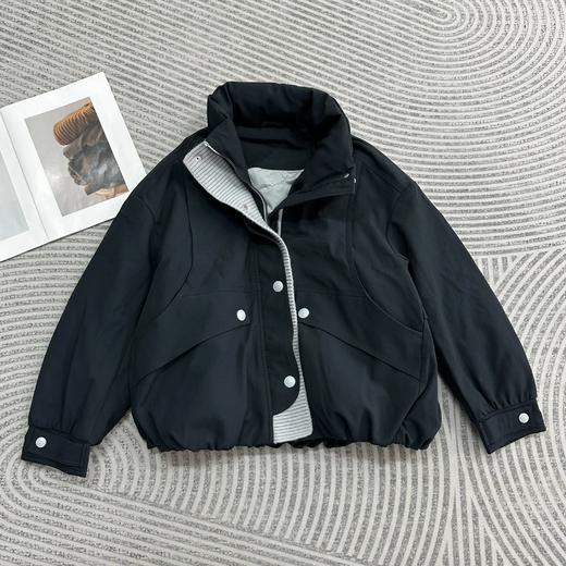 H25A6W664#拼色针织门襟泡泡羽绒服 商品图0