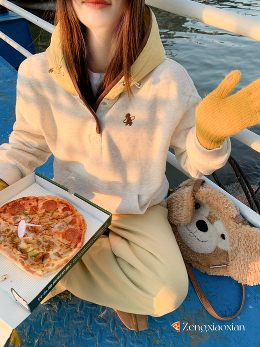 【189元任选2件】现货！黄色连帽拼接灰色卫衣 商品图5