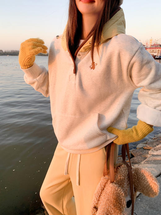 【189元任选2件】现货！黄色连帽拼接灰色卫衣 商品图8