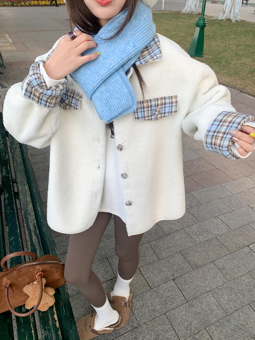 <曾小咸推荐> 现货秒杀！微信超特价！格子拼接羊羔毛外套 日常259.99 立减100 秒杀159.99！ 商品图13