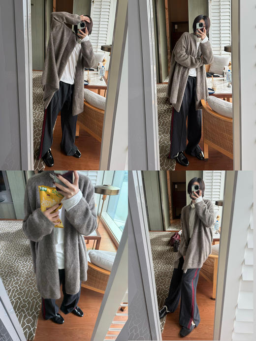 HIDEMI  藏地可溯源牦牛绒拉毛长拉绒系列大廓形慵懒浴袍外套长裤 商品图1