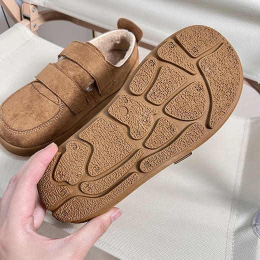 D111306厚底加绒保暖豆豆鞋勃肯鞋女2025冬季新款魔术贴棉鞋 商品图13