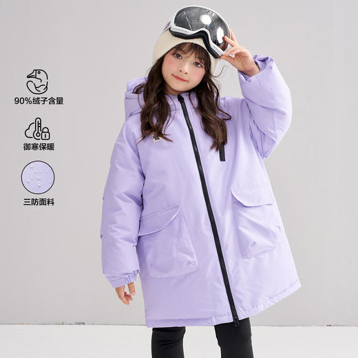 笛莎Deesha 2025冬季女童休闲蓄热三防工装风长款羽绒服 商品图0