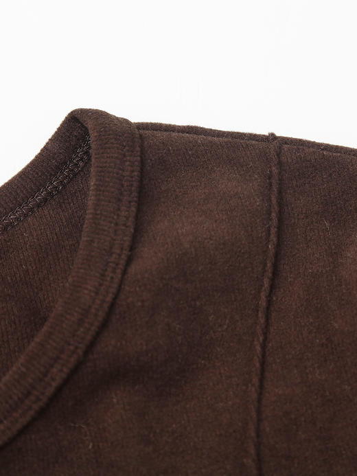 深棕色亨利领针织连衣裙，排扣设计 + 修身版型 + 软糯质感，承包你冬日通勤与约会的温柔气质与保暖穿搭 商品图2