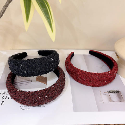 小香风优雅复古细闪宽边发箍-纪念日百货门店同款167295592 商品图0