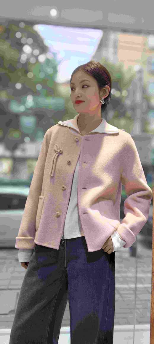 58J522短款胸花羊绒大衣 商品图6