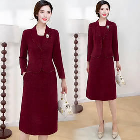 QYM 25AS16法式假两件连衣裙气质小西装婚宴连衣裙