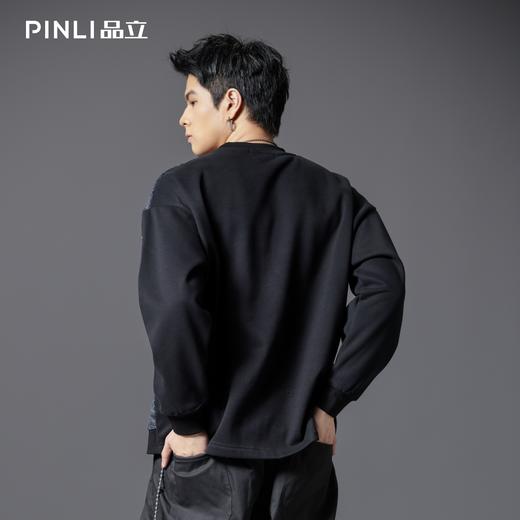 PINLI品立新款设计感拼料宽松卫衣男小众不规则长袖上衣B253109102 商品图2