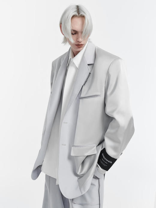 TIWILLTANG启世录 “obsidian”satin“曜岩” 缎面拼接西装 商品图4