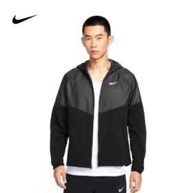 NIKE耐克男子轻薄训练跑步夹克冬新款加绒拼接连帽外套HV2670-010