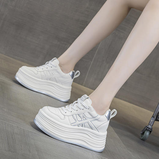 9公分小白鞋韩版内增高，松糕板鞋轻便厚底休闲女鞋AM-528 商品图2