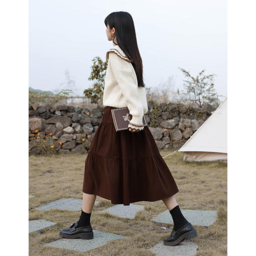 鹿向南《镜花月梦》 法式蛋糕裙a字半身裙女2025秋冬新款中长裙子 商品图4