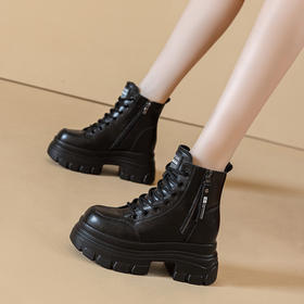 马丁靴英伦风小个子，加绒短靴子厚底内增高女靴AM-216