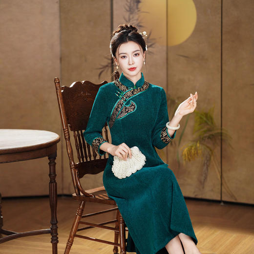 TX 3825314旗袍加厚改良中国风日常可穿连衣裙 商品图2