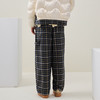 谜底阔腿裤长裤2025年冬季新品复古格纹橡筋后腰撞色女254MK1692 商品缩略图2