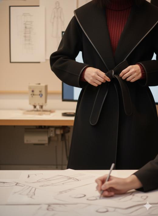 极简双面手工中长大衣 商品图1