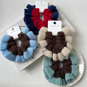 甜美气质木耳边撞色针织百搭发圈-纪念日百货门店同款167748125