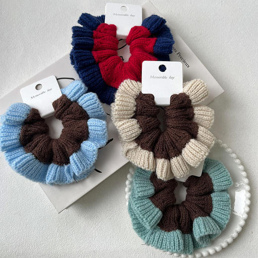 甜美气质木耳边撞色针织百搭发圈-纪念日百货门店同款167748125 商品图0