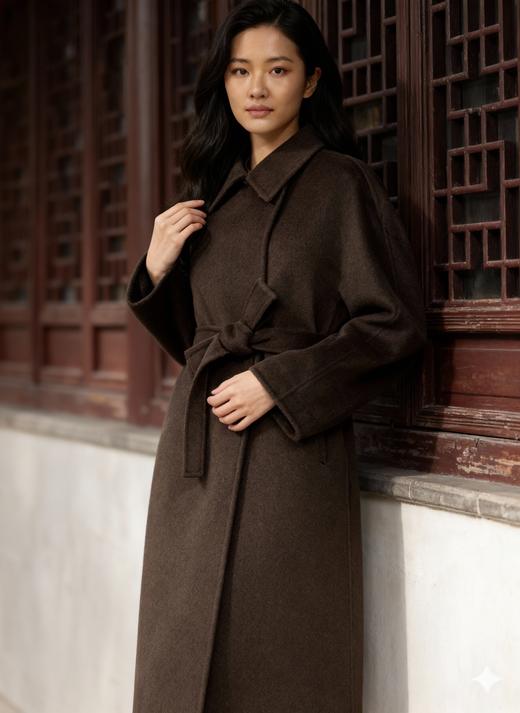 侧开叉双面手工大衣 商品图1