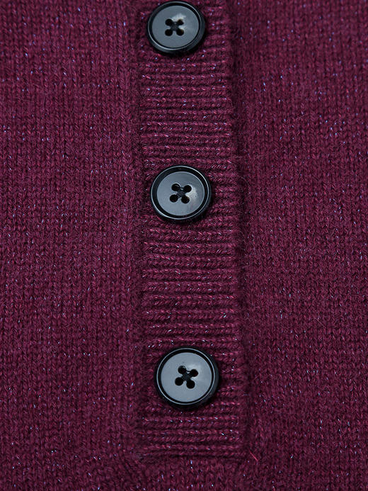 酒红色亨利领羊毛针织衫，复古纽扣设计 + 软糯质感 + 宽松版型，承包你冬日叠穿的温柔气质与保暖刚需 商品图3