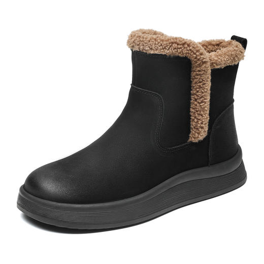 信诺羊毛妈妈棉鞋加绒保暖雪地靴厚底短靴真皮女鞋子2025冬季新款5M312-8QY 商品图3