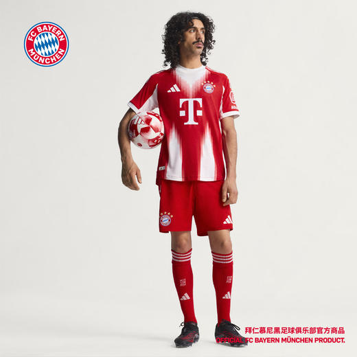 【官网同款】拜仁足球俱乐部丨球员版主场球衣25-26赛季红白拼色T恤 商品图4