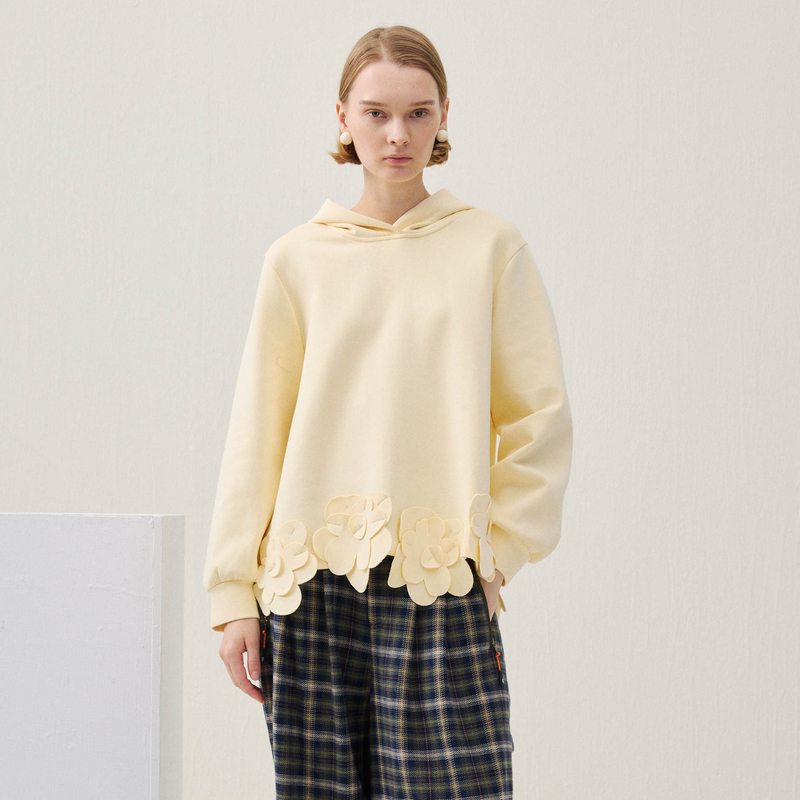 谜底连帽卫衣长袖2025年冬季新品H型连帽卫衣立体贴花女254MV1701