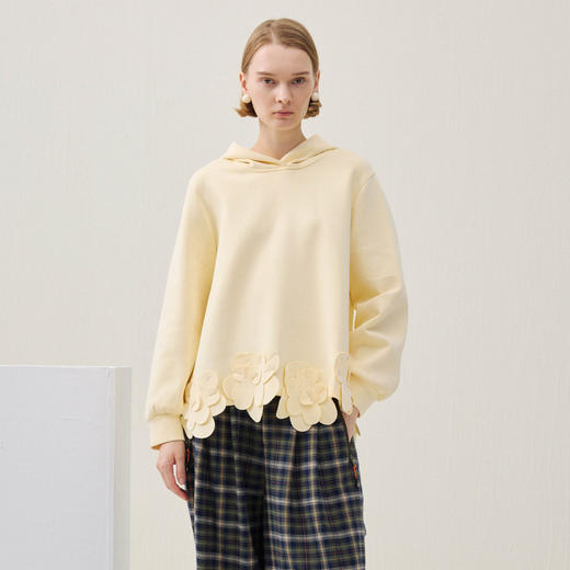 谜底连帽卫衣长袖2025年冬季新品H型连帽卫衣立体贴花女254MV1701 商品图0