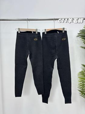 D111377冬新款加绒加厚护腰护膝一体羊毛裤男女款
