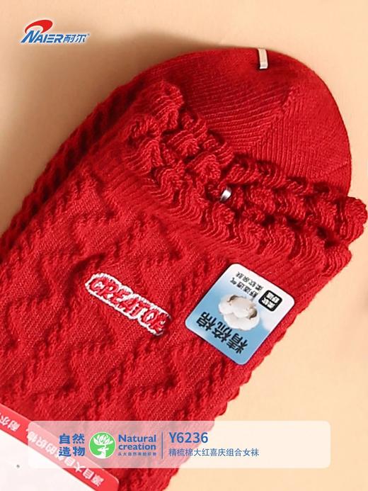 5双【新疆阳光棉 添加莱卡纤维 高弹不紧绷】耐尔精梳棉本命年鸿运袜5双装 商品图12