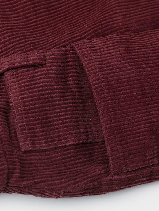 酒红色灯芯绒阔腿裤，复古压褶设计 + 高腰显瘦 + 软糯质感，承包你冬日通勤与出街的慵懒气质与穿搭层次感 商品图3