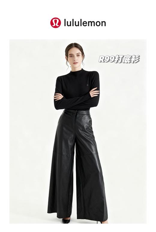 D111376一包2件装！2025冬季新款驼绒+桑蚕丝混纺商务范正肩打底衫 商品图12