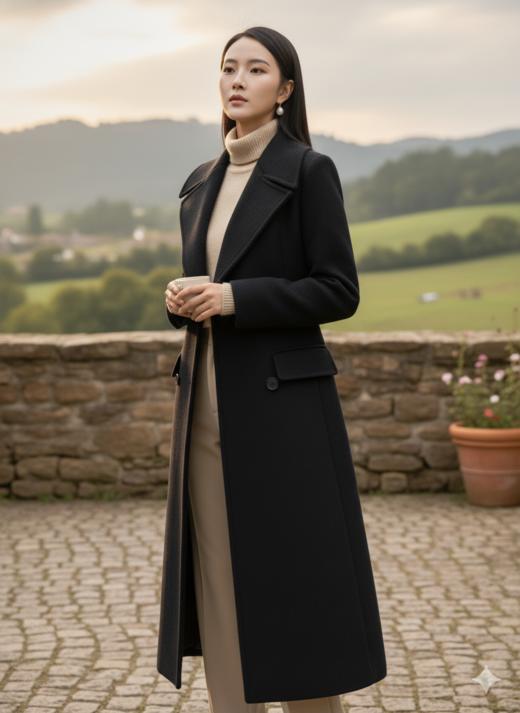 大翻驳领双排扣收腰大衣 商品图2