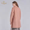 【100%绵羊毛】乔万尼新品柔美珊瑚粉A型立体剪裁翻领羊毛呢大衣EM4A616 商品缩略图4