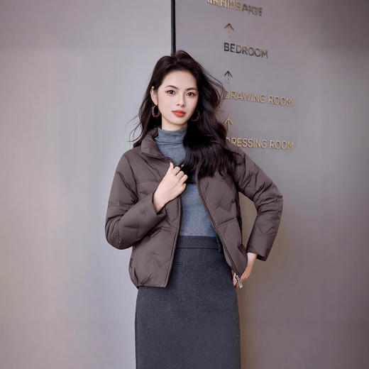 ASE 7761时尚简约立领短款羽绒服韩版百搭显瘦90白鸭绒 商品图3