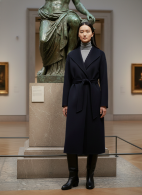 珠边双面手工大衣