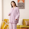 温婉大气 家居服(VIP)秋冬季加绒加厚V领法兰绒舒适保暖家居服套装女 商品缩略图2