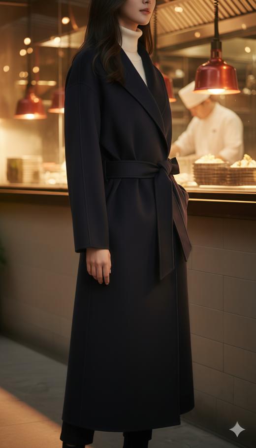 IC同款造型立领珠边双面手工大衣（附腰带） 商品图5