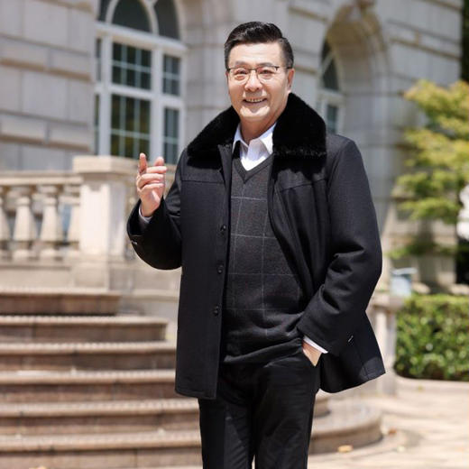 【精选仿驼绒好面料❗️亲肤舒适厚实保暖】冬季中老年男士棉服内胆毛领可脱卸活里活面棉衣老年尼克服加厚。ja 商品图2