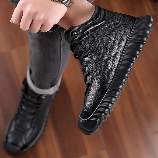 头层牛皮羊毛冬季男士棉鞋高帮休闲真皮加绒加厚保暖爸爸皮鞋男款 商品图3