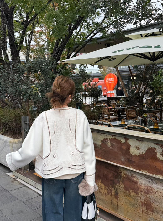 2511211   羊绒 镂空刺绣短款 外套，短大衣 商品图4