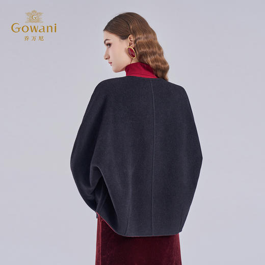 乔万尼冬2025新品气质两面穿无领羊毛兔毛混纺短款宽松大衣外套ED4B795501 商品图4