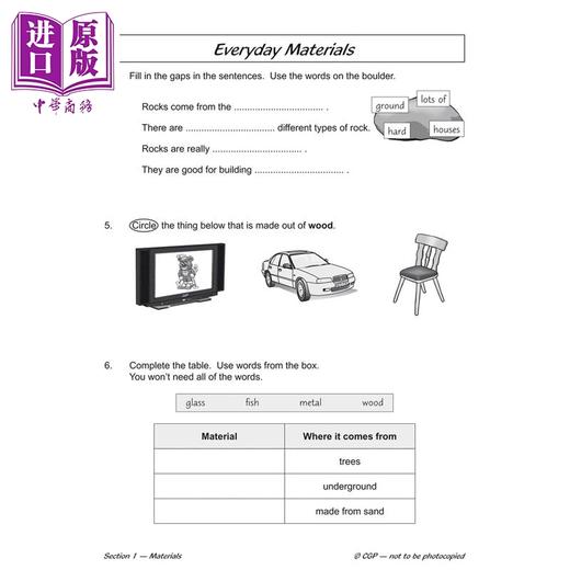 【中商原版】英国原版CGP 小学一年级 科学练习册4册 KS1 Year 1 Science Workout Discover & Learn Study & Activity Book 商品图1