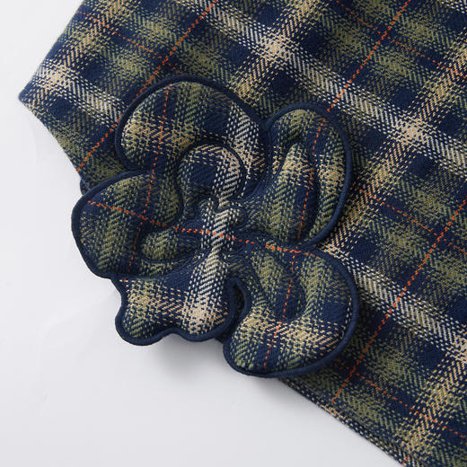 谜底格子连衣裙长袖2025年冬季新品复古立体花卉宽松女254ML1696 商品图3