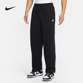 NIKE耐克男子加绒直筒裤25冬新款休闲刺绣黑色针织长裤IF0489-010