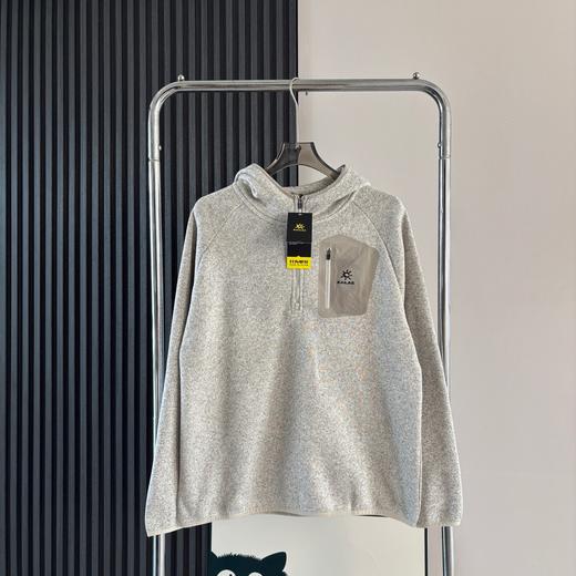 D111324男款亲肤舒适抓绒连帽半拉链卫衣外套 商品图1