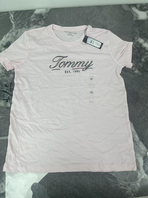 瑕疵TOMMY HILFIGER/汤米 女士夏季纯棉透气刺绣LOGO圆领纯色短袖T恤 商品图0