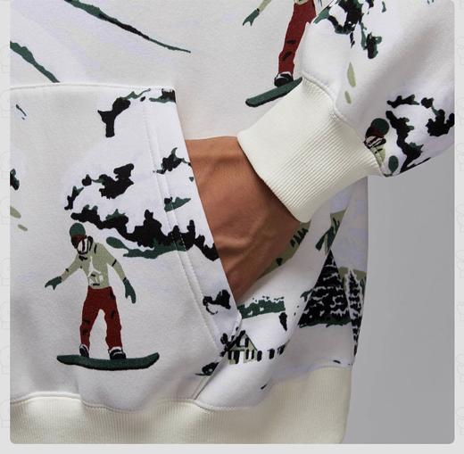 Jordan耐克加绒卫衣男冬季图案印花加绒保暖连帽套头衫HV1051-133 商品图3